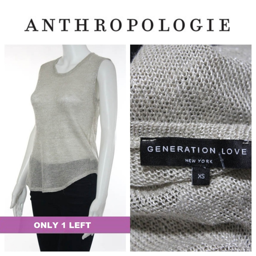 Gold Silver Metallic Sleeveless Thin Knit Top XS